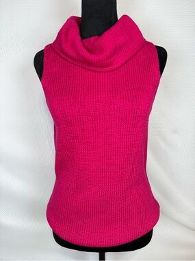 Valerie Stevens Sleeveless Cowl-neck Sweater Tank NWT Pink 100% Cotton Sz Small